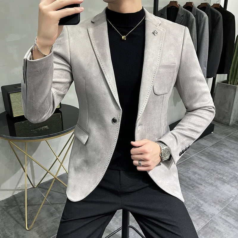 Jaqueta de lã de masculina terno casaco blazer