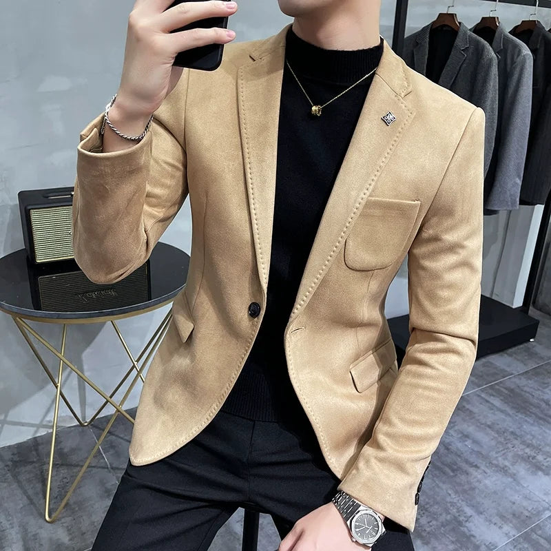 Jaqueta de lã de masculina terno casaco blazer