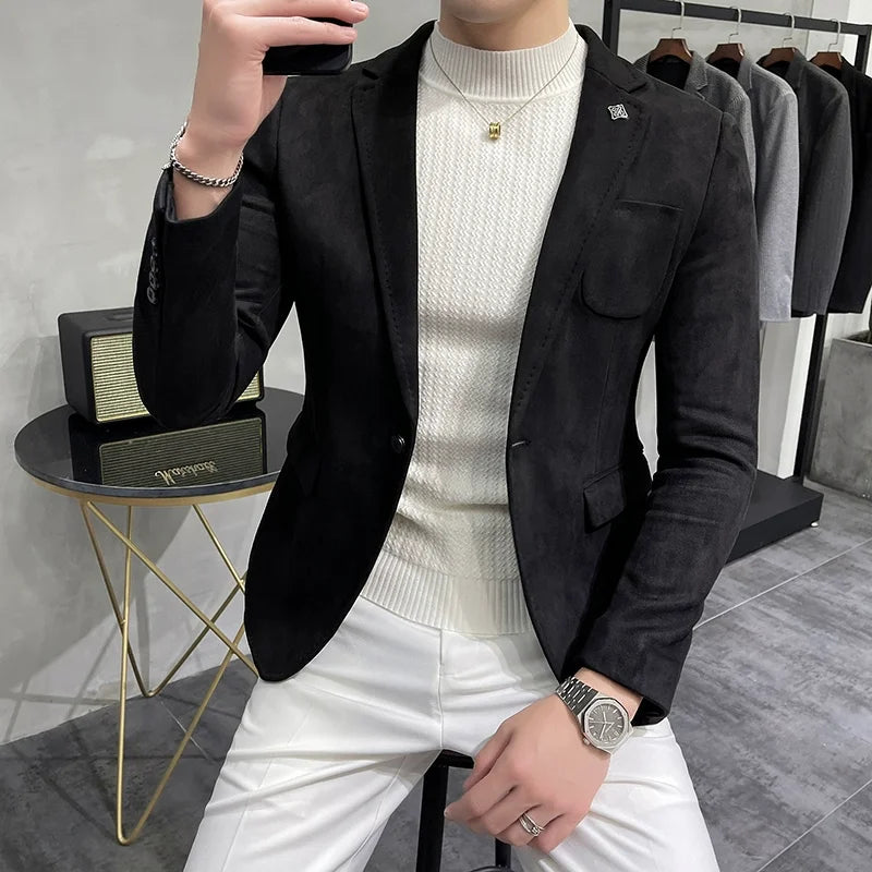 Jaqueta de lã de masculina terno casaco blazer