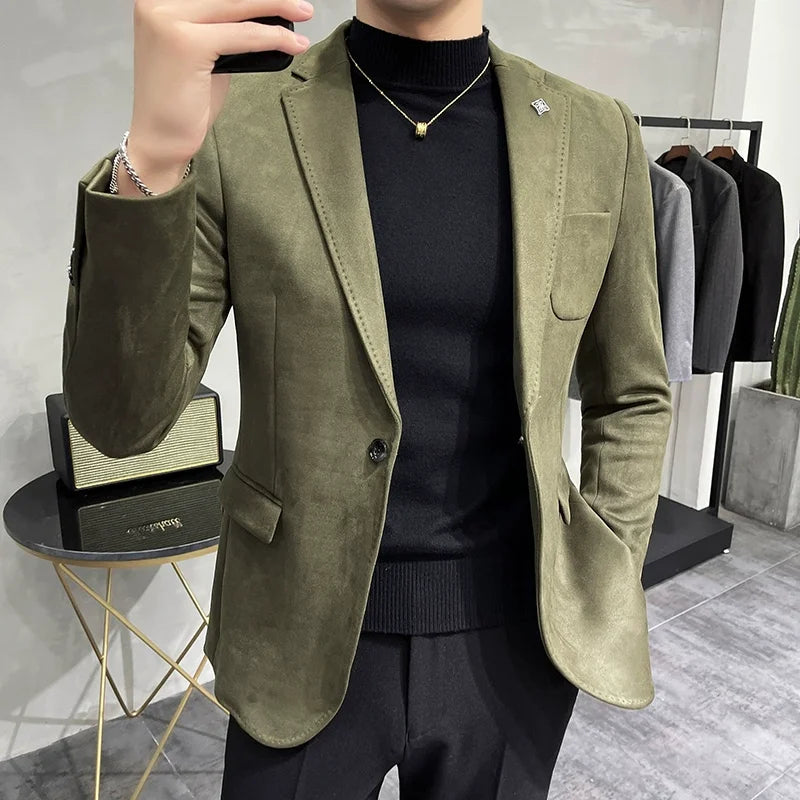 Jaqueta de lã de masculina terno casaco blazer